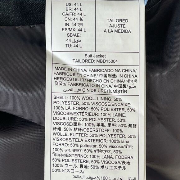 Buttoned DownTailored Fit Italian Wool Suit Jacket - Picture 13 of 13